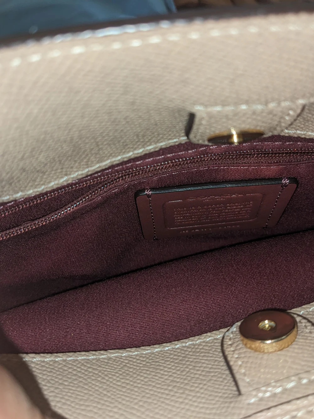 Coach Pebbled Leather Satchel in Light Taupe with Gold Hardware